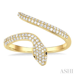1/3 Ctw Petite Serpent Round Cut Diamond Open Center Fashion Ring in 10K Yellow Gold