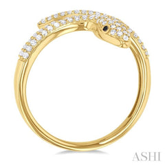 1/3 Ctw Petite Serpent Round Cut Diamond Open Center Fashion Ring in 10K Yellow Gold