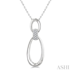 1/10 Ctw Open Window Oval Shape Link Single Cut Diamond Fashion Pendant With Chain in Sterling Silver