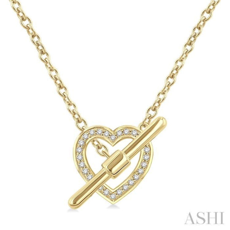 1/10 Ctw Heart Toggle Single Cut Diamond Petite Fashion Pendant With Chain in 10k Yellow Gold