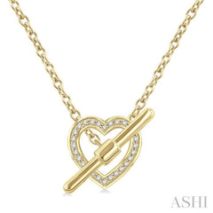 1/10 Ctw Heart Toggle Single Cut Diamond Petite Fashion Pendant With Chain in 10k Yellow Gold