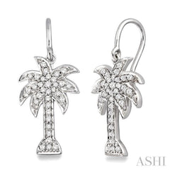 1/2 ctw Round Cut Diamond Palm Tree Earrings in 14K White Gold