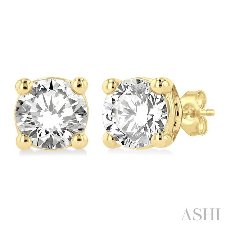 5/8 ctw Round Cut Diamond Stud Earring in 14K Yellow Gold