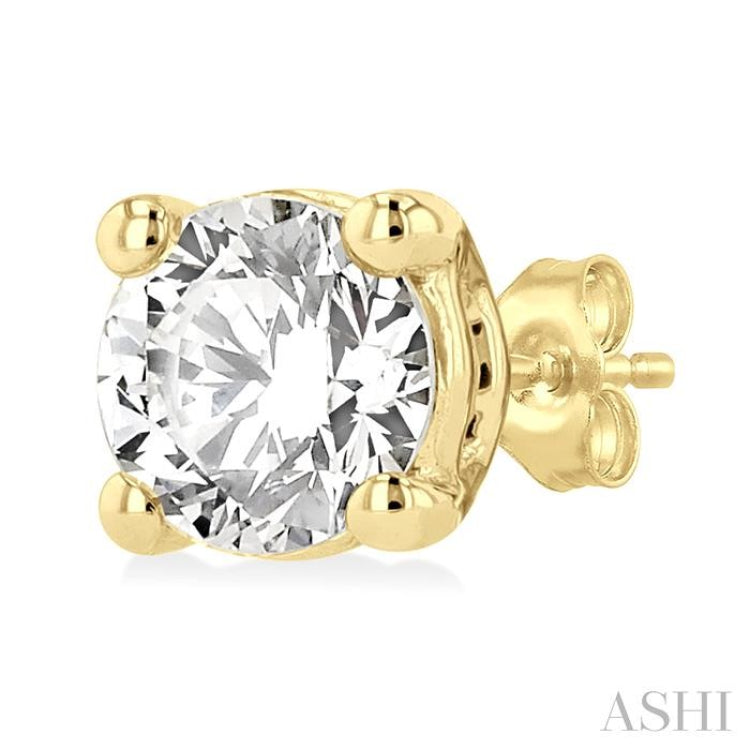 5/8 ctw Round Cut Diamond Stud Earring in 14K Yellow Gold