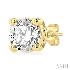 5/8 ctw Round Cut Diamond Stud Earring in 14K Yellow Gold