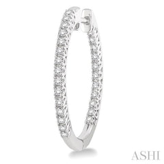 1/2 ctw Round cut Diamond Hoop Earrings in 14K White Gold