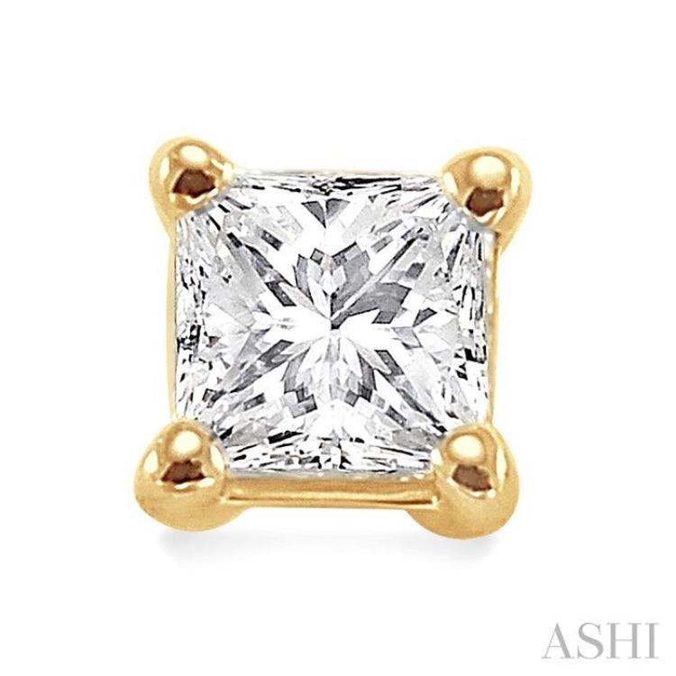 1 Ctw Princess Cut Diamond Stud Earrings in 14K Yellow Gold