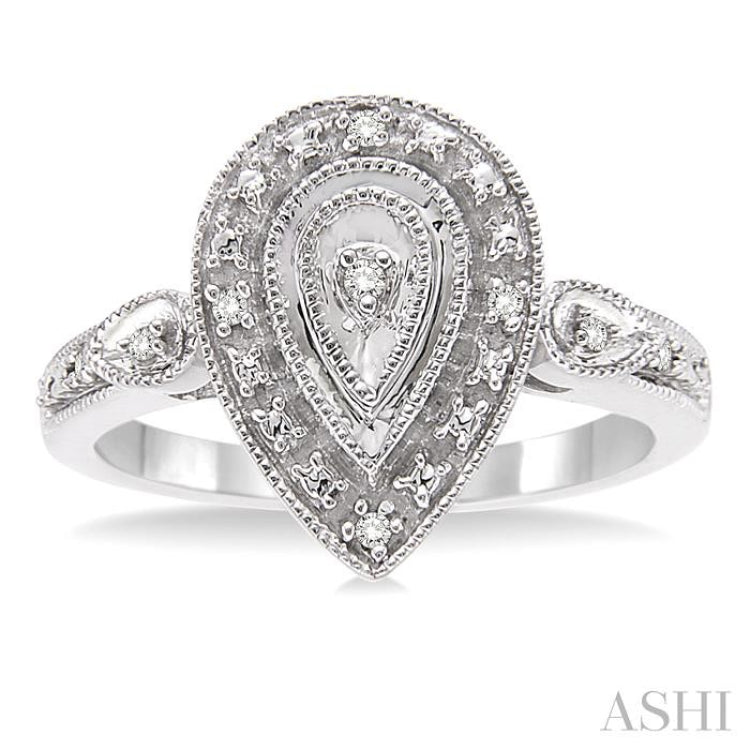 1/20 Ctw Pear Shape Single Cut Diamond Ring in Sterling Silver