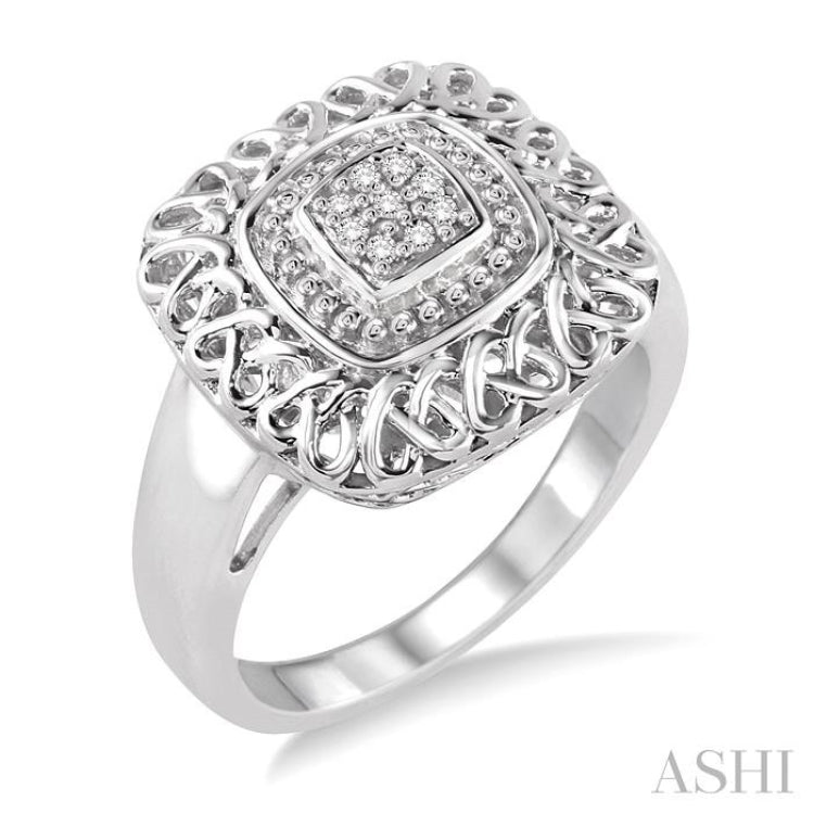 1/20 ctw Cushion Shape Single Cut Diamond Ring in Sterling Silver