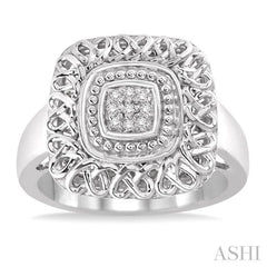 1/20 ctw Cushion Shape Single Cut Diamond Ring in Sterling Silver