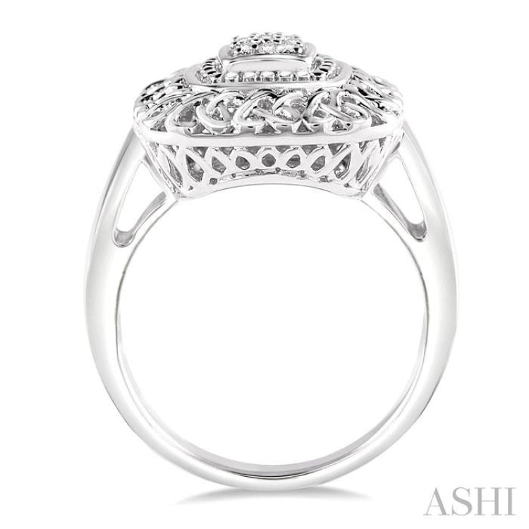 1/20 ctw Cushion Shape Single Cut Diamond Ring in Sterling Silver