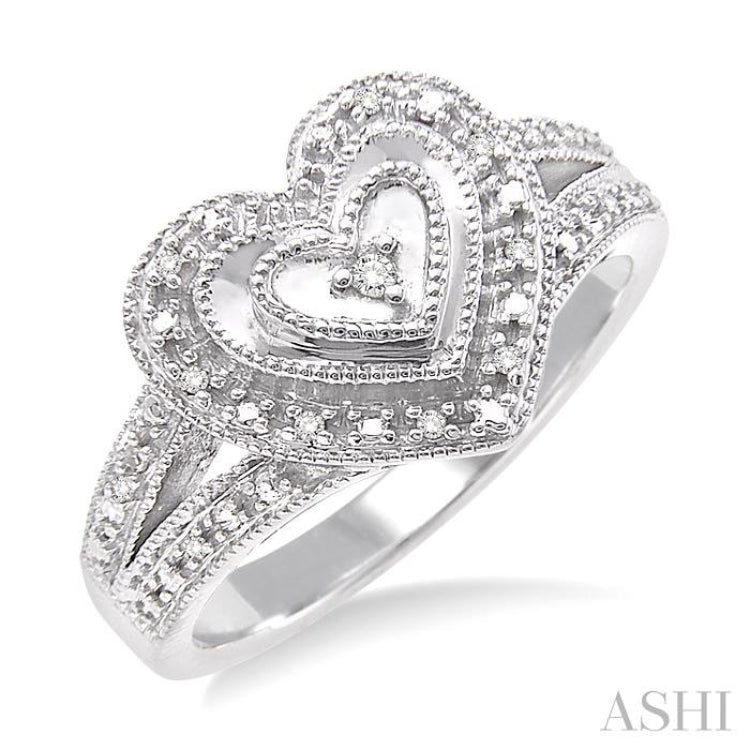 1/20 Ctw Heart Shape Round Cut Diamond Ring in Sterling Silver