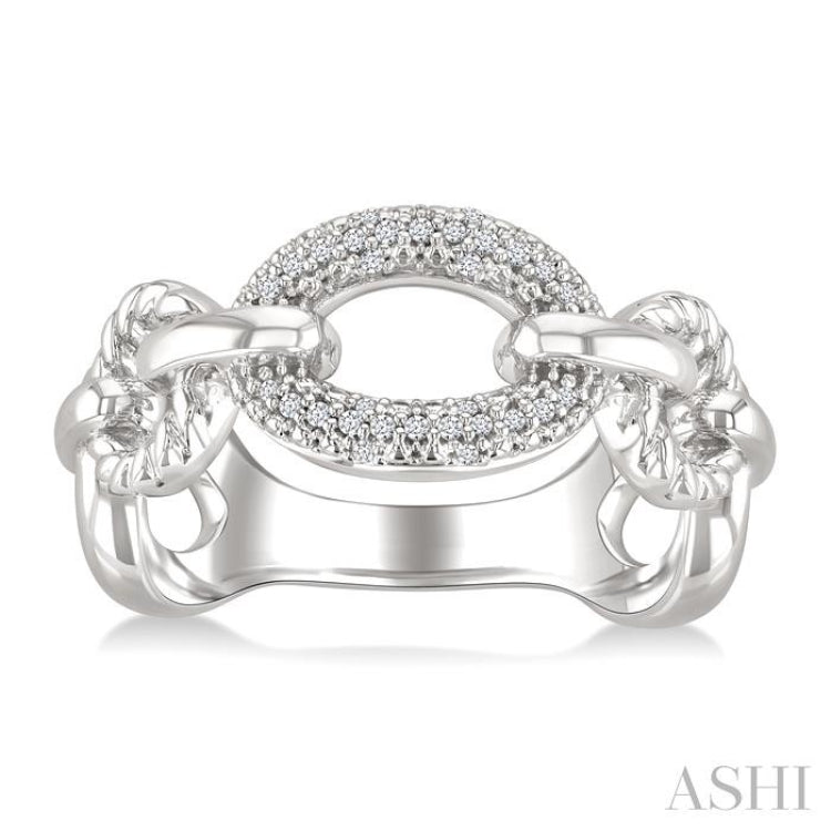 1/10 Ctw Single Cut Diamond Oval Shape Rope Link Ring in Sterling Silver