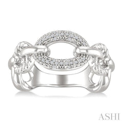 1/10 Ctw Single Cut Diamond Oval Shape Rope Link Ring in Sterling Silver