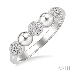 1/20 Ctw Bold Bead Design Round Cut Diamond Fashion Ring in Sterling Silver