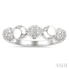 5 MM Bold Bead and 1/20 Ctw Round Cut Bead Bijoux Diamond Fashion Ring in Sterling Silver