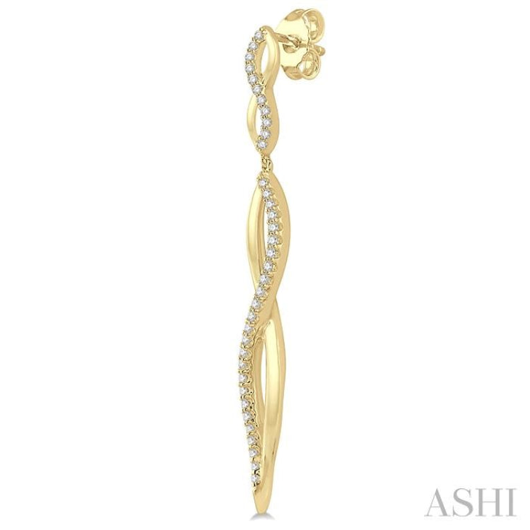 1/3 ctw Climbing Stalk Round Cut Diamond Fashion Long Earrings in 14K Yellow Gold