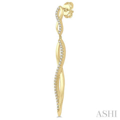 1/3 ctw Climbing Stalk Round Cut Diamond Fashion Long Earrings in 14K Yellow Gold