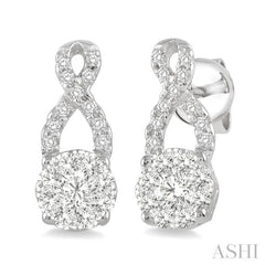 1/3 Ctw Lovebright Round Cut Diamond Earrings in 14K White Gold