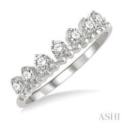 1/3 ctw Lined Circular Mount Round Cut Diamond Fashion Stackable Band in 14K White Gold