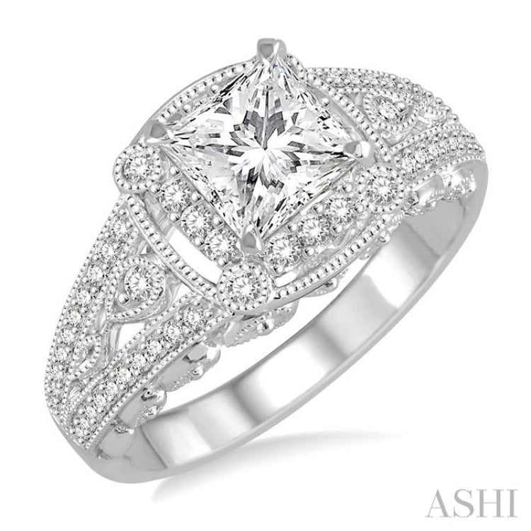 3/8 ctw Round Diamond Semi-Mount Engagement Ring in 14K White Gold