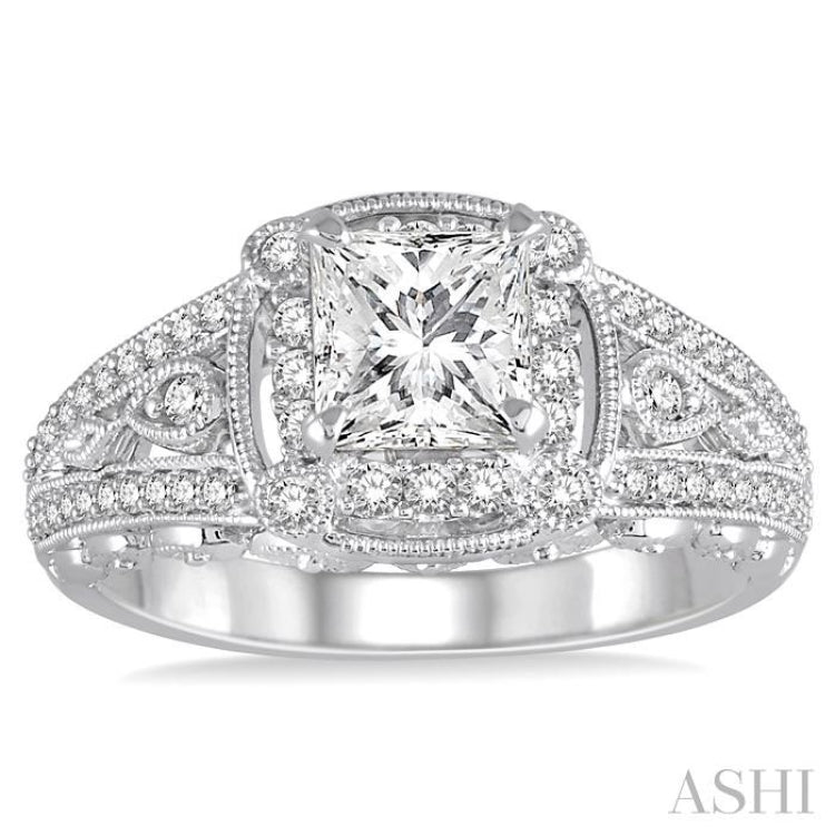 3/8 ctw Round Diamond Semi-Mount Engagement Ring in 14K White Gold
