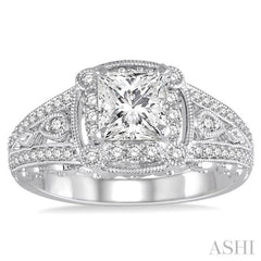 3/8 ctw Round Diamond Semi-Mount Engagement Ring in 14K White Gold