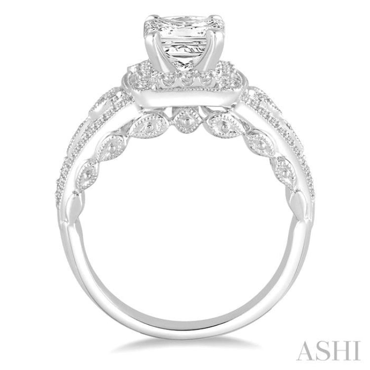 3/8 ctw Round Diamond Semi-Mount Engagement Ring in 14K White Gold
