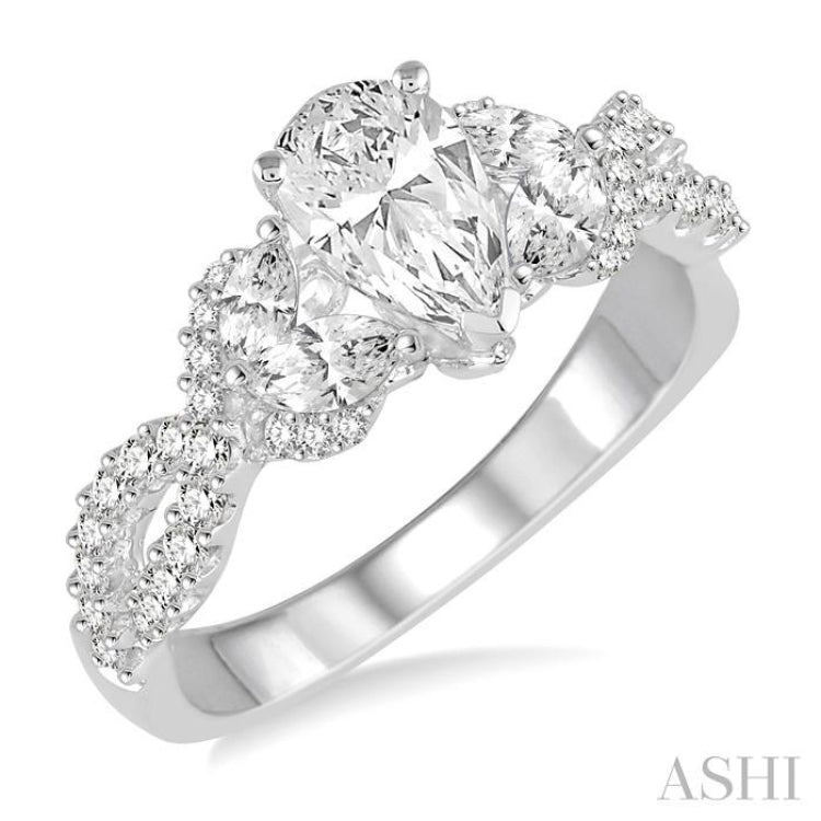3/4 Ctw Diamond Semi-Mount Engagement Ring in 14K White Gold