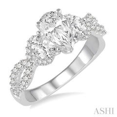 3/4 Ctw Diamond Semi-Mount Engagement Ring in 14K White Gold