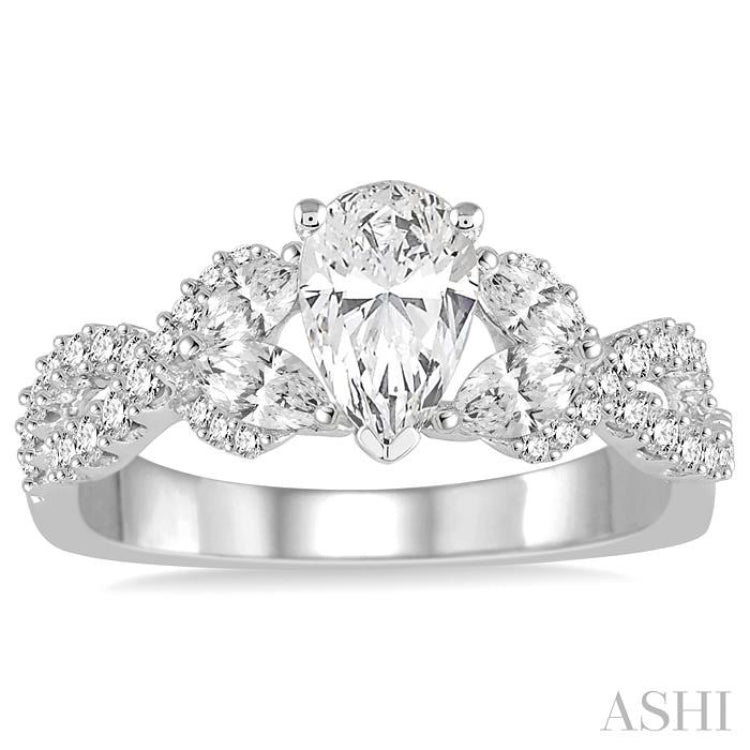 3/4 Ctw Diamond Semi-Mount Engagement Ring in 14K White Gold