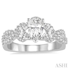 3/4 Ctw Diamond Semi-Mount Engagement Ring in 14K White Gold