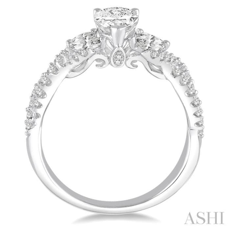 3/4 Ctw Diamond Semi-Mount Engagement Ring in 14K White Gold