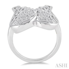 1/20 ctw Round Cut Diamond Angel Wing Ring in Sterling Silver