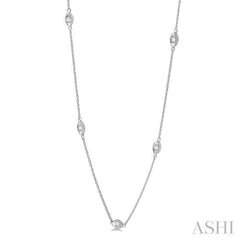 1/2 Ctw Marquise Motif Round Cut Diamond Station Necklace in 14K White Gold