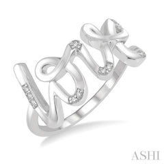 1/20 ctw Love Scribed Round Cut Diamond Ring in Sterling Silver