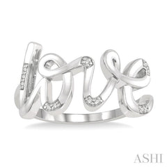 1/20 ctw Love Scribed Round Cut Diamond Ring in Sterling Silver