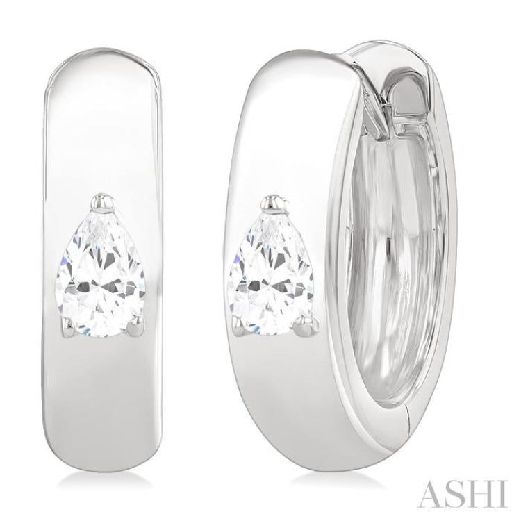 1/6 Ctw Pear Shape Diamond Petite Huggie Earrings in 10K White Gold