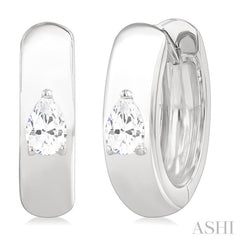 1/6 Ctw Pear Shape Diamond Petite Huggie Earrings in 10K White Gold