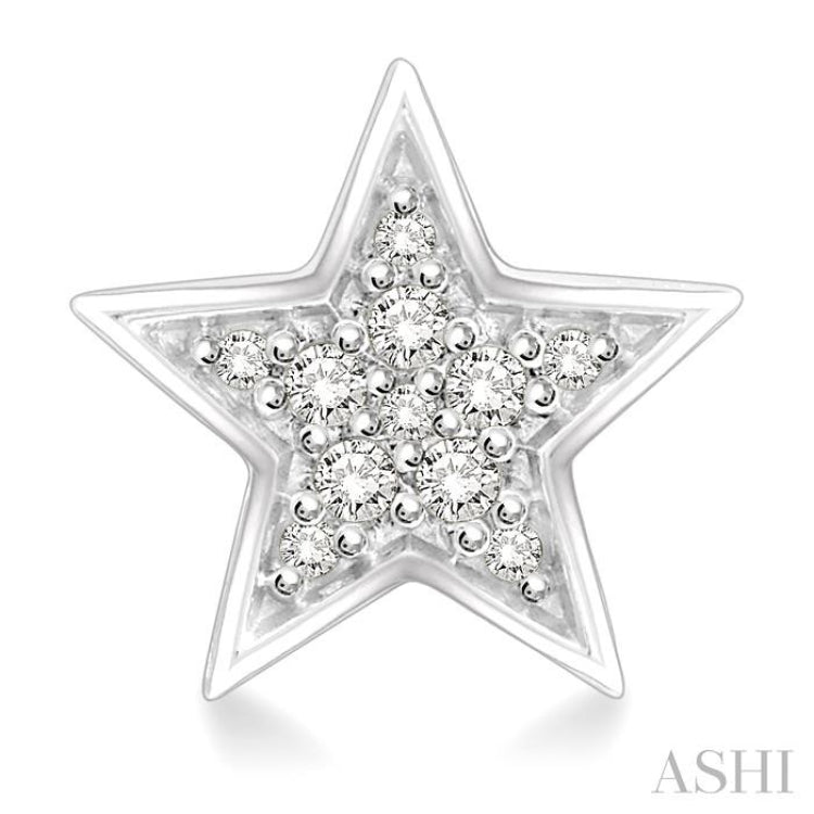 1/10 ctw Star Cutout Round Cut Diamond Earrings in 10K White Gold