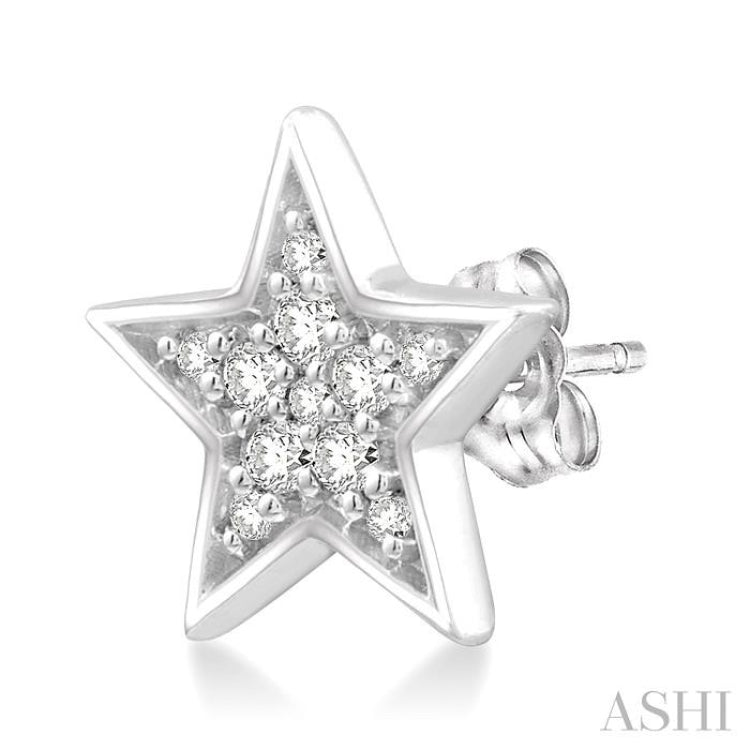1/10 ctw Star Cutout Round Cut Diamond Earrings in 10K White Gold