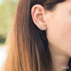 1/10 ctw Star Cutout Round Cut Diamond Earrings in 10K White Gold