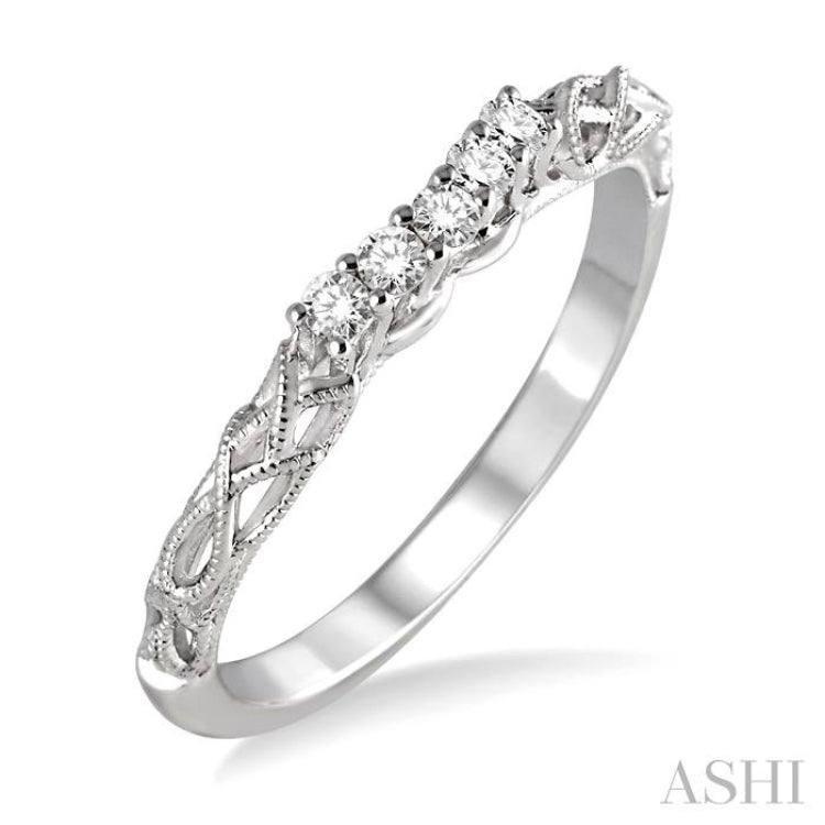 1/10 ctw Round Cut Diamond Wedding Band in 14K White Gold