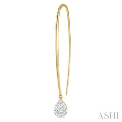 1/2 ctw Pear Shape Dangler Lovebright Round Cut Diamond Earring in 14K Yellow and White Gold