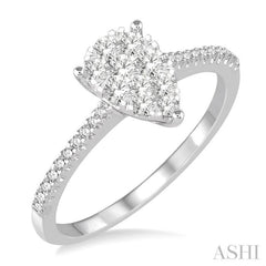 1/2 ctw Pear Shape Diamond Lovebright Ring in 14K White Gold