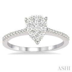 1/2 ctw Pear Shape Diamond Lovebright Ring in 14K White Gold