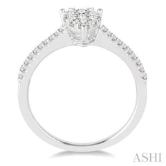 1/2 ctw Pear Shape Diamond Lovebright Ring in 14K White Gold