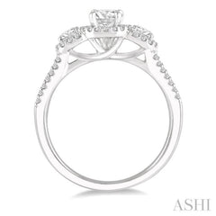 7/8 ctw Round Triple Mount Diamond Ladies Engagement Ring in 14K White Gold