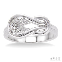 1/50 Ctw Heart Shape Round Cut Diamond Fashion Ring in Sterling Silver