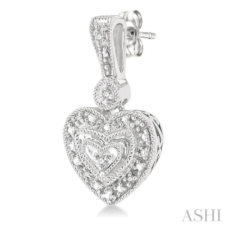 1/20 ctw Heart Shape Single Cut Diamond Earrings in Sterling Silver
